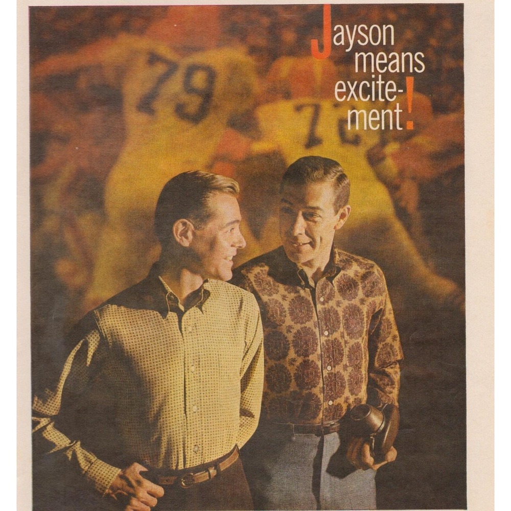 Vintage 1960 Jayson Ivy League Shirts‎ Mid Century Men's Fashion Print Ad